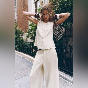 Zara linen blend double breasted vest